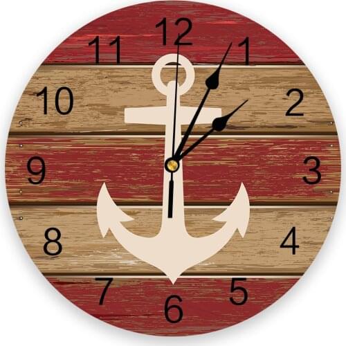 Vintage Old Wooden Planks Texture Wall Clock Round Style Fashion Modern Design Wall Clock Home Living Room Bedroom Decoration