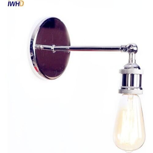 IWHD Silver Retro Vintage Wall Lights Fixtures Bedroom Living Room Loft Industrial Wall Sconce LED Stair Light Home Lighting
