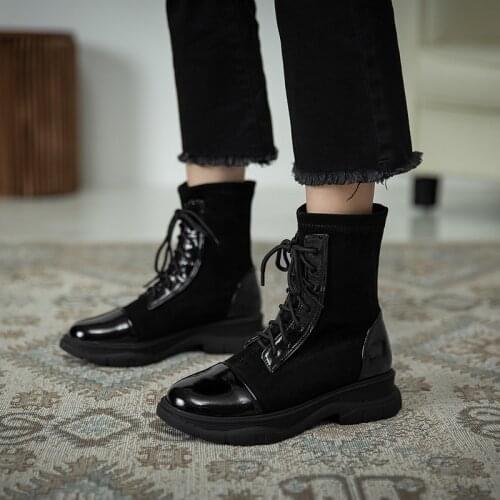 Designer Brand Luxury Women Shoes 2020 Women Boots Platform Shoes Chunky Boots Size 43 Women Shoes Platform Boots Stretch Fabric