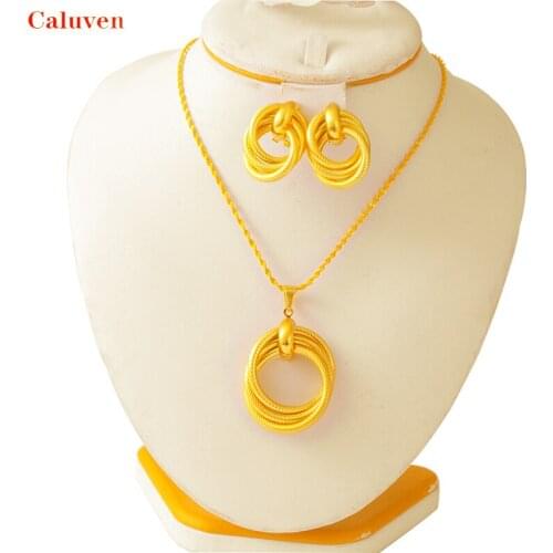 African set of Gold Color rings for bride Habesha Eritrea,Small set of Earrings and necklace of Ethiopian jewelry, wedding Gift