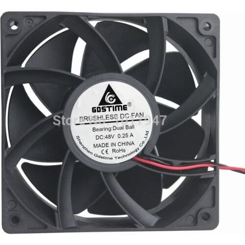 1Pieces Gdstime 12038 120mm x 120mm x 38mm 48v Dc 150 CFM Brushless Cooling Fan Ball Bearing