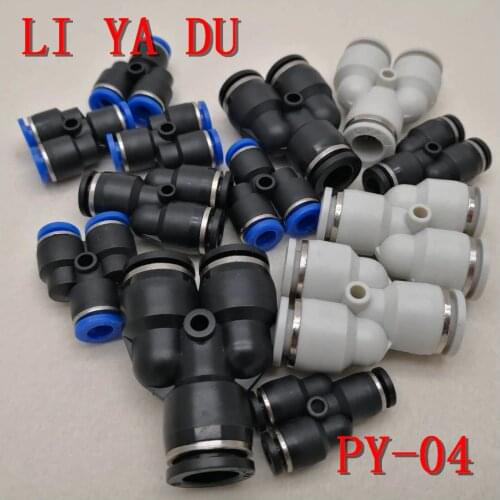 100PCS/LOT PY-04 Pneumatic Couplings Pipe Fittings Quick Connector Tri-prong Three Plug Three-way Y-type Tee PY-4