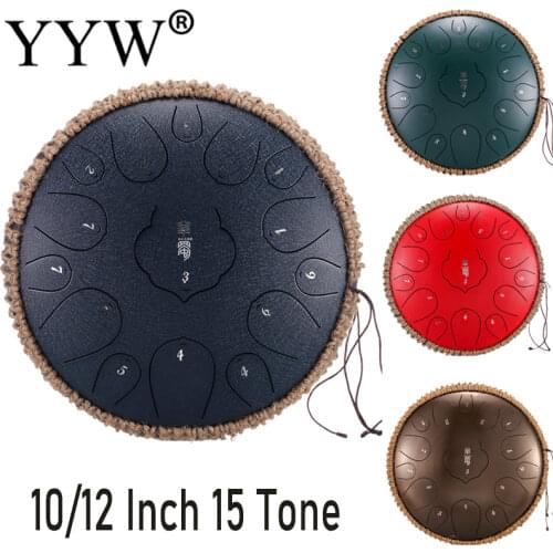 2020 New Steel Tongue Drum 10/12 inch 15 Tone Drum Handheld Tank Drum Percussion Instrument Yoga Meditation Music Lovers Gift