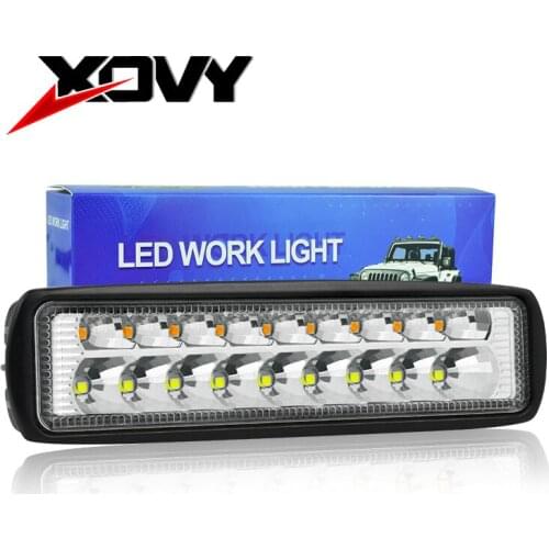 2PC 54W LED Light Bar 12/24V Aluminum LED Headlight Yellow White 8000LM 6000K Waterproof Working Light Car Led Bar