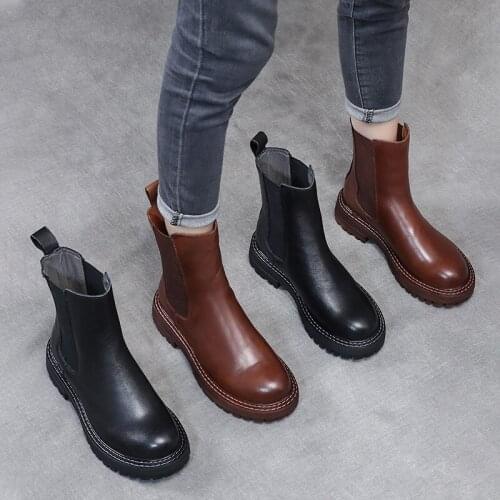 2020 Winter Boots Ladies Cow Leather Shoes for Women Wedges Warm Fur Platform Snow Boots Female