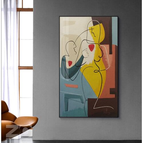 Abstract Canvas Painting Retro Classic Wall Art Canvas Black Lines Wall Pictures for Living Room Bedroom Unique Poster Home Deco