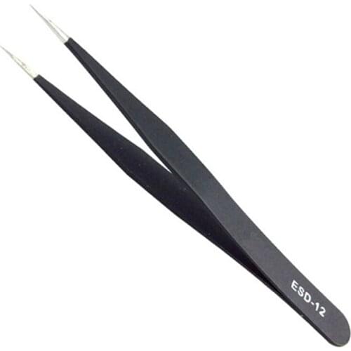 Anti-static Tweezers Industry Stainless Steel Maintenance Handicraft Eyebrow Eye False Eyelash Makeup Accessories Tools ESD-12
