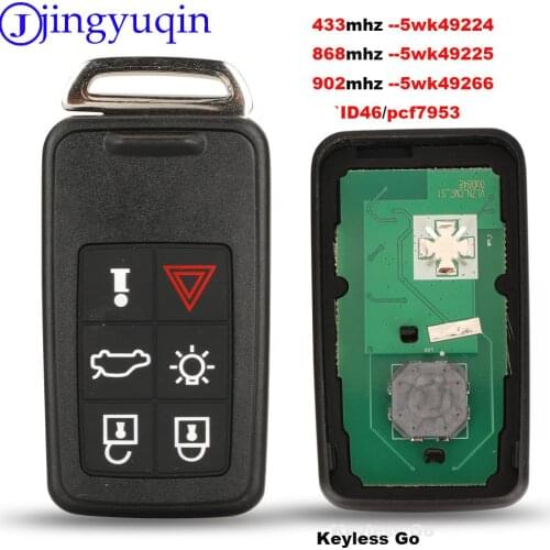 Jingyuqin Remote Car Key 434Mhz For Volvo KYDZ S40 S60 S60L S80 V40 V60 XC60 XC70 5 Button Smart Key KR55WK49264 2007-2013