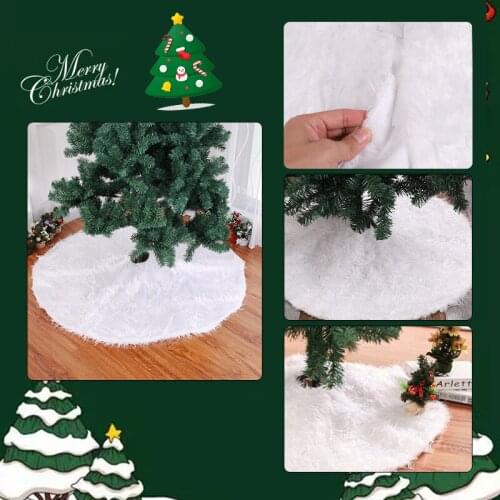 White Flannel Christmas Tree Skirt Super Soft Imitation Fur Skirt For Xmas Tree New Year Home Party Decoration 78/90/122/152cm
