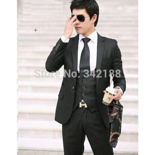 FREE SHIPPING. price!!! Side Slit Black Groom Tuxedos Groomsmen Men Wedding Suits Bridegroomwedding men clothes