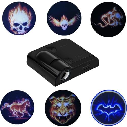 1 Pcs Wireless LED Car Door Welcome Laser Projector Logo Ghost Shadow Night Light Car Accessories Emblem Lamps Kit Car Styling