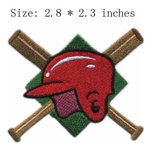 Baseball game 2.8"wide embroidery patch for crafts/red color hat/Baseball Bat