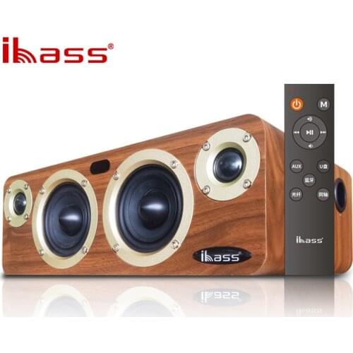 IBASS Solo Fever Bluetooth Speaker Computer TV Coaxial Audio Subwoofer Wooden Non Destructive Loudspeaker 80W Outdoor Household