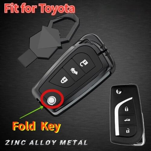 Zinc Alloy Car Key Cover Case Shell Set Protector Fob for Toyota Aygo Yaris Highlander Camry RAV4 2/3 Buttons Key Holder