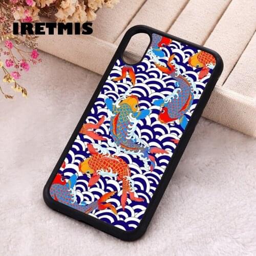 Iretmis 5 5S SE 2020 Phone Cover Case for iPhone 6 6S 7 8 Plus X Xs XR 11 12 Mini Pro Max Rubber Silicone Koi Fish