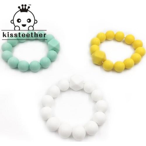 Baby Teether Gift Silicone Bracelet BPA Free Silicone Beads Teething Chew Jewelry Food Grade Materials DIY Baby Teether Toys