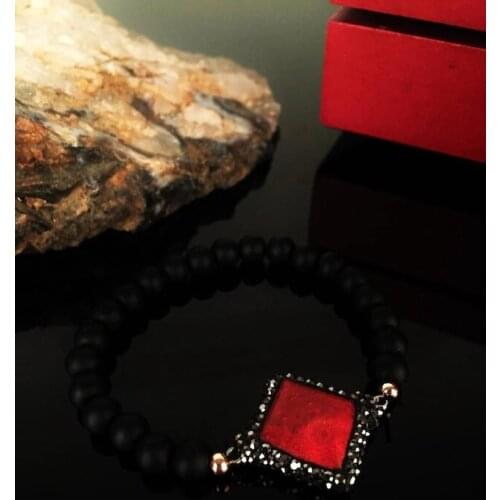 Dr Stone Natural Stone Women Coral Stone Rose Gold plated Bangle K 372888073