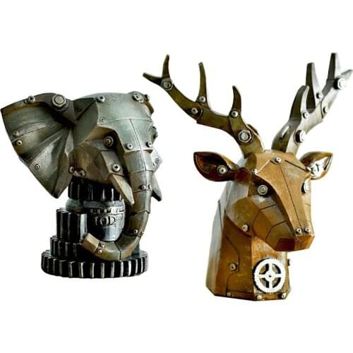 EUROPEAN STYLE RETRO DEER HEAD ELEPHANT INDIVIDUAL MECHANICAL STYLE DEER HEAD BIRTHDAY GIFT IDEA HOME DECORATION
