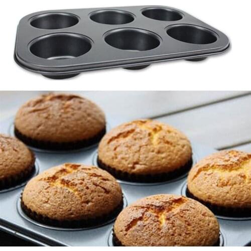 Kapmore 1pc Cupcake Pan Egg Tart Mold 6-Cavity Non-Stick Iron Creative Muffin Pan Cupcake Baking Mold DIY Baking Tools
