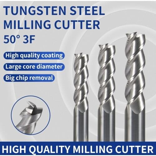 HRC50 3 Flute Tungsten Steel Milling Cutter End Mill Alloy Coating Carbide 1mm 5mm 10mm 20mm cnc Tools for Lathe
