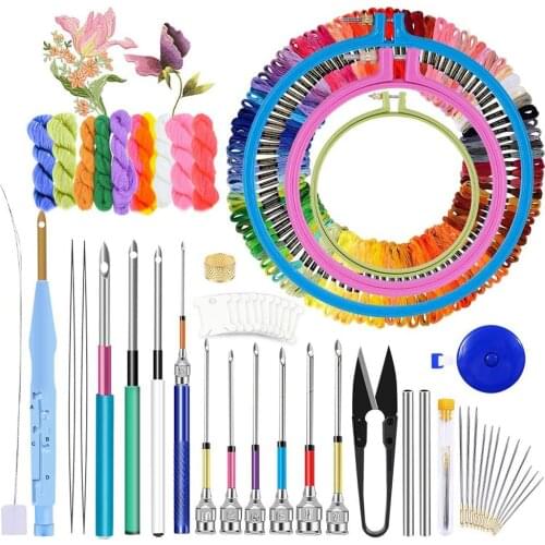 Embroidery Punch Needle,Punch Needle Tool with Needle Punch,Embroidery Thread/Hoops/Needles,Punch Needle Kit for Beginners
