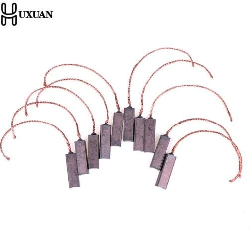 10Pcs Carbon Brushes Wire Leads Generator Generic Electric Motor Brush Replacement 4.5 x 6.5 x 20mm