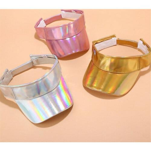 Summer Women Men Laser Cap Visors Hats Outdoor Travel Solid Color Sports Beach Hat Adjustable Unisex Visor Cap