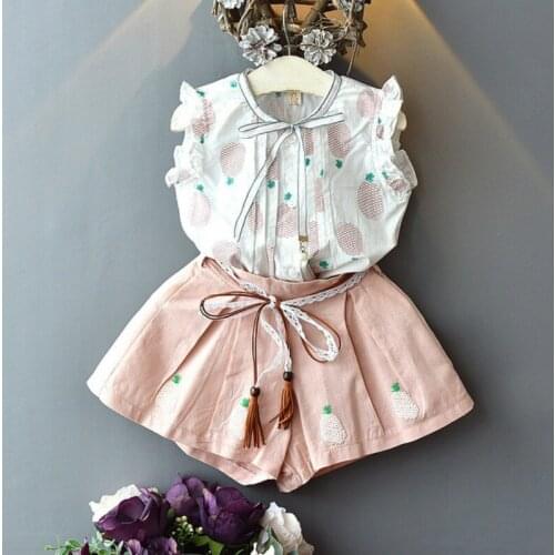 Girls Sets New clothes Spring Summer New Floral Children Sleeveless T-shirt+Shorts 2PCS Kids Suit Fashion 3-7T Children Clothes