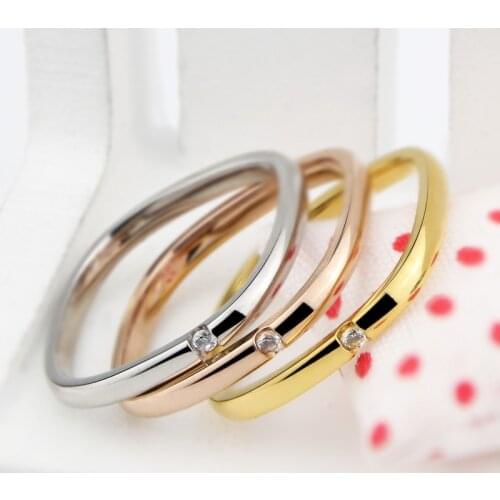 Hot Selling Stainless Steel Jewelry Simple Small Square Rings Crystal Ring Love Woman Ring Party Gift Wholesale