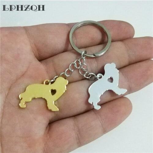 LPHZQH Cure King Charles Spaniel Golden Retriever Dog Keychain Women Bag Pendant Accessory Car Keyring Jewelry Gold Color