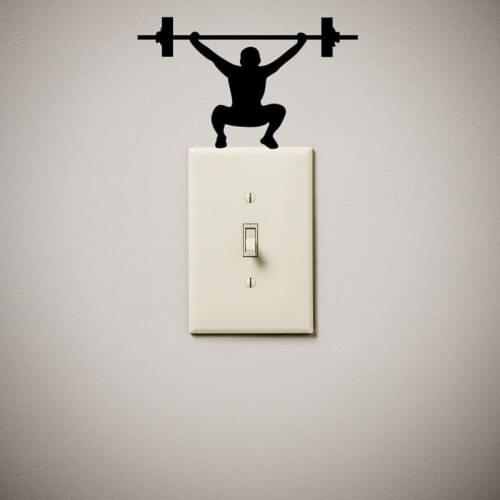 Cute funny Weightlifting fitness Wall Decal light switch cover outlet wall Sticker home house decoration Light Switch Decor Z940