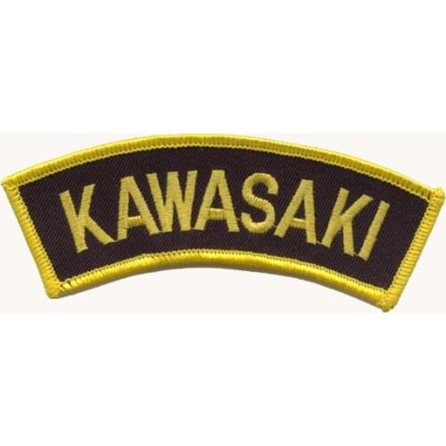 KAWASAKI Embroidery Patches Unique Patches Clothing Label Tags Twill with Flat Border & Iron On Backing MOQ50pcs