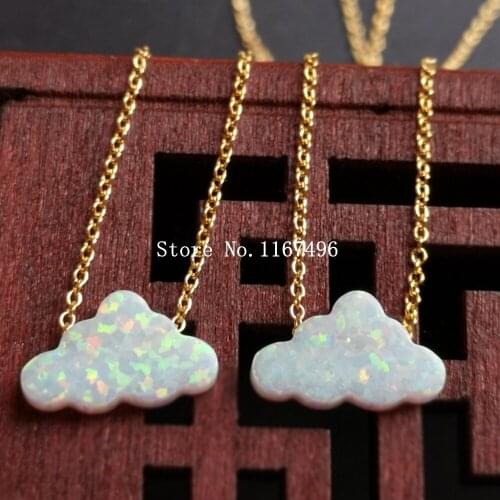 100pc/lot DHL Shipping op17 white 7.3x12mm 925 sterling silver synthetic cloud opal necklace with O chain