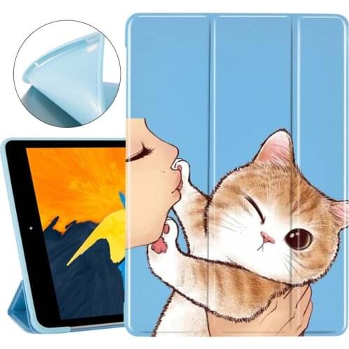 Kiss Cat Tablet Case for Ipad Mini 2 3 4 Cover Folding Holder Function for Ipad Air 1 2 3 7th Generation 11 Pro 2018 2020