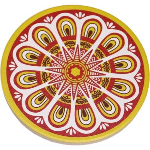 Coaster Eco-friendly Round Shape Print Pattern Non-Slip Ceramic Heat-Resistant Table Mat Kitchen Placemat