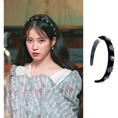 Lee Ji Eun same Korean drama druna hotel same hairband headdress black female retro Baroque