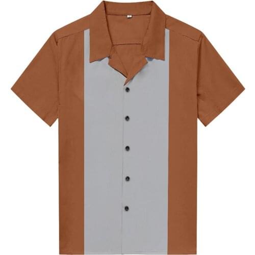 Vertical Striped Shirt Men Casual Button-Down Dress Cotton Shirts Short Sleeve camisa medieval Retro Hombre Bowling Mens Shirts
