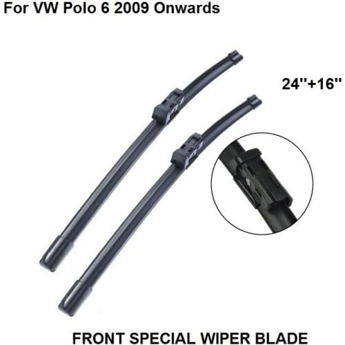 Wiper Blade For VW Polo 6 2009 Onwards 24''+16'' High Quality Natural Rubber Clean Front Windshield
