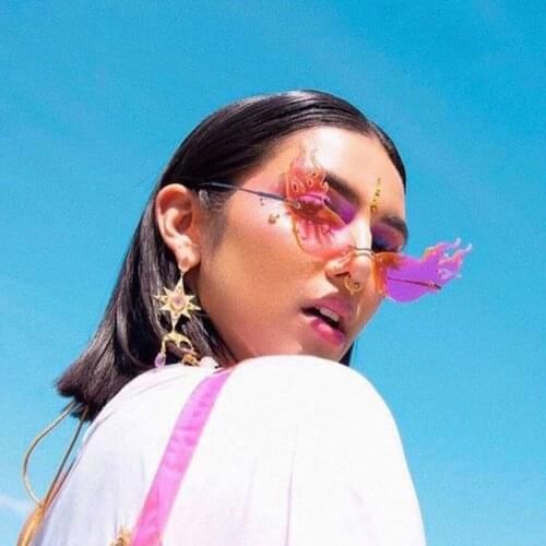 New Fire Flame Sunglasses Women Men Rimless Sun Glasses Wave Metal Frame 2020 Hip Hop Narrow Sunglasses Ladies Driver goggles