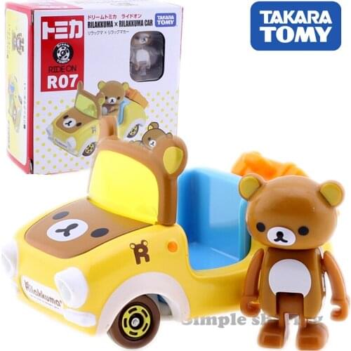 Takara Tomy Dream Tomica Ride On R07 Rilakkuma Bear Car Miniature Diecast Baby Toys Model Kit Anime Figure Kids Doll