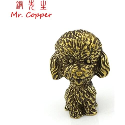 Vintage Copper Poodle Ornaments Antique Brass Animal Dog Statue Figurines Office Desk Decorations Tea Pet Home Decor Accessories