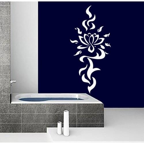 ZOOYOO High Quality White Lotus Wall Stickers DIY Home Decor Vinyl Removable Art Mural Wall Decals For Bathroom