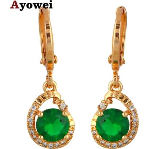 Health Gold Element Appealing Design Super Supplier Gold tone Green Crystal Fashion Jewelry Peridot Drop Earrings JES1088A