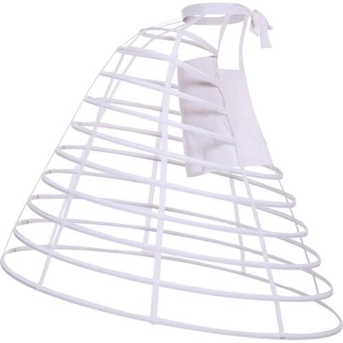 Women Vintage Dress Birdcage Pannnier Petticoat Rococo Gown Crinoline Adjustable Underskirt Petticoat Bustle Cage Hoop L321