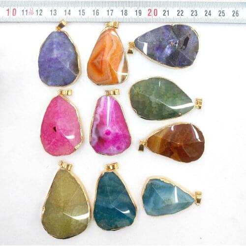 1pc Natural Stone Crystal Agates Charms Women Jewelry Making Irregular Facets Drop-shaped Pendants for DIY Necklace Accessories