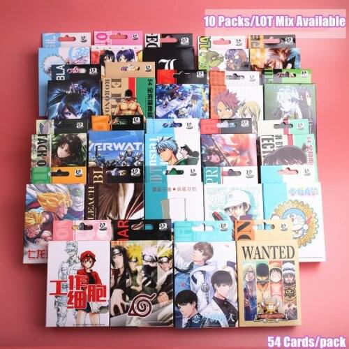 10 Pack/lot Anime Poker Board Cartoon Deck Toy Death Note BLEACH Fairy Tail SAO Shingeki No Kyojin Game Cards Wholesale