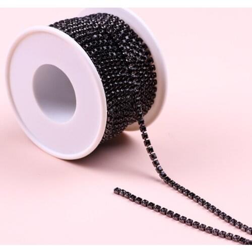 10 Yard / roll black Glitter Crystal Rhinestone Chain Sew-On For Clothes Bags Mobile Phone DIY Garment Accessories Trim