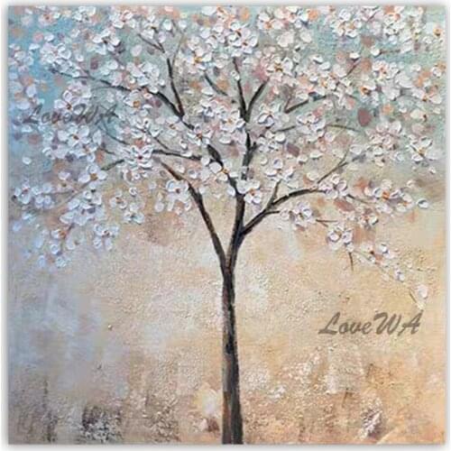 100% Hand Painted Heavy Textured Flower Abstract Latest Design Thick Tree Oil Painting Wall Decor Unframed Art For Living Room