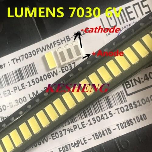 100pcs Lumens SMD LED 7030 6V 1W Cool White For TV BackLight 200mA 1 order