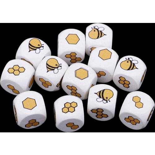 12pcs Novelty Wooden Dice Dices Cube Cubes White Painted Wood Six Sided 20m